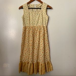 Vintage handmade yellow cottage prairie dress